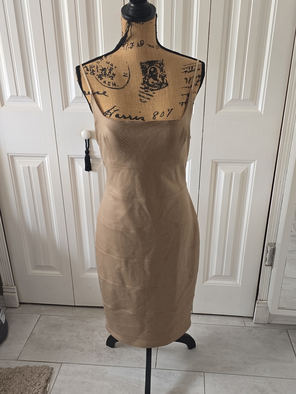 bebe Tan Midi Sheath Dress